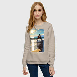 Свитшот хлопковый женский On the beach, цвет: миндальный — фото 2