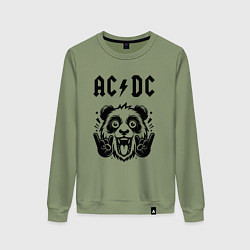 Свитшот хлопковый женский AC DC - rock panda, цвет: авокадо