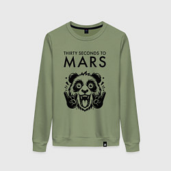Свитшот хлопковый женский Thirty Seconds to Mars - rock panda, цвет: авокадо