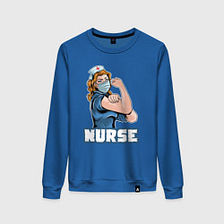 Свитшот хлопковый женский Good nurse, цвет: синий