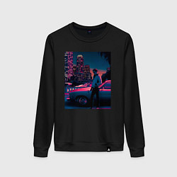 Свитшот хлопковый женский Drive poster, цвет: черный