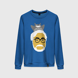 Свитшот хлопковый женский Тоторо и Миядзаки, цвет: синий