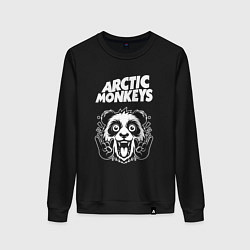 Свитшот хлопковый женский Arctic Monkeys rock panda, цвет: черный