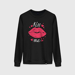 Свитшот хлопковый женский Kiss me, цвет: черный