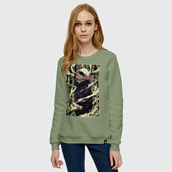 Свитшот хлопковый женский Магическая битва Сатору Годзё, цвет: авокадо — фото 2