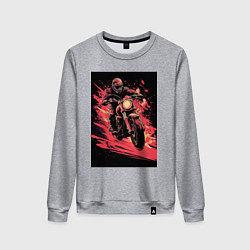 Свитшот хлопковый женский Мотокросс красные брызги, цвет: меланж