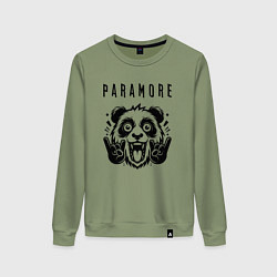 Свитшот хлопковый женский Paramore - rock panda, цвет: авокадо