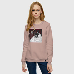 Свитшот хлопковый женский Безразличие любви, цвет: пыльно-розовый — фото 2