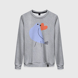 Свитшот хлопковый женский Голубь с сердечком, цвет: меланж