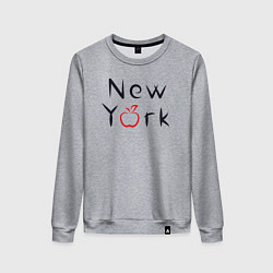 Свитшот хлопковый женский New York apple, цвет: меланж