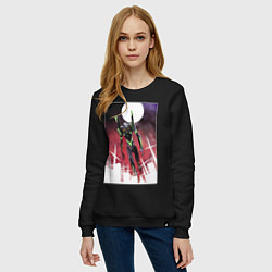 Свитшот хлопковый женский Евангелион нового поколения робот, цвет: черный — фото 2