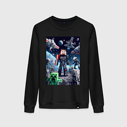 Свитшот хлопковый женский Minecraft and Mass effect - collaboration ai art, цвет: черный