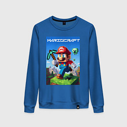 Свитшот хлопковый женский Minecraft and Mario - ai art collaboration, цвет: синий