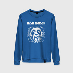Свитшот хлопковый женский Iron Maiden rock panda, цвет: синий