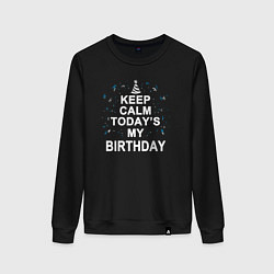 Свитшот хлопковый женский Сегодня мой день рождения, цвет: черный