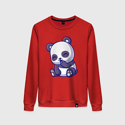 Свитшот хлопковый женский Смеющаяся панда, цвет: красный