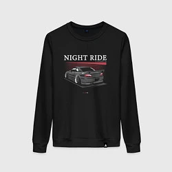 Свитшот хлопковый женский Nissan skyline night ride, цвет: черный