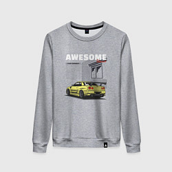 Свитшот хлопковый женский Невероятный nissan skyline, цвет: меланж