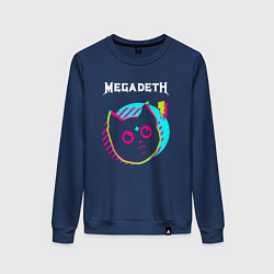 Свитшот хлопковый женский Megadeth rock star cat, цвет: тёмно-синий