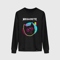 Свитшот хлопковый женский Megadeth rock star cat, цвет: черный