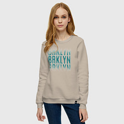Свитшот хлопковый женский Brklyn, цвет: миндальный — фото 2