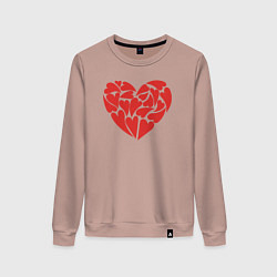 Свитшот хлопковый женский Hearts of love, цвет: пыльно-розовый