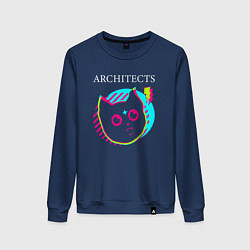Свитшот хлопковый женский Architects rock star cat, цвет: тёмно-синий