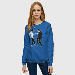 Свитшот хлопковый женский Криминальное чтиво танец, цвет: синий — фото 2