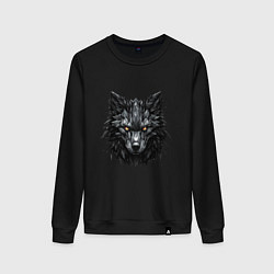 Свитшот хлопковый женский Графитовый волк, цвет: черный
