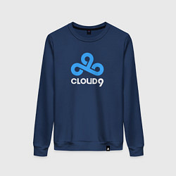 Свитшот хлопковый женский Cloud9 - pattern, цвет: тёмно-синий