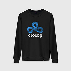 Свитшот хлопковый женский Cloud9 - blue cloud logo, цвет: черный