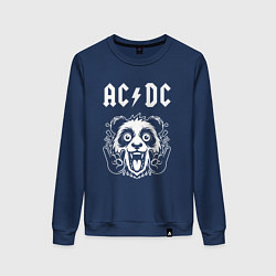 Свитшот хлопковый женский AC DC rock panda, цвет: тёмно-синий
