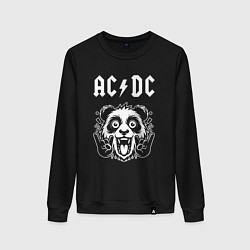 Свитшот хлопковый женский AC DC rock panda, цвет: черный