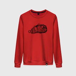Свитшот хлопковый женский Кролик в шапке отдыхает, цвет: красный