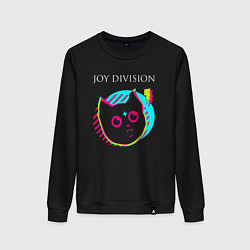 Свитшот хлопковый женский Joy Division rock star cat, цвет: черный