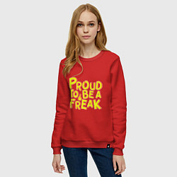 Свитшот хлопковый женский Proud to be a freak, цвет: красный — фото 2