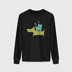 Свитшот хлопковый женский Bird dog cat, цвет: черный