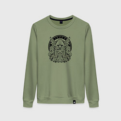 Свитшот хлопковый женский Мифический скандинавский бог Один, цвет: авокадо