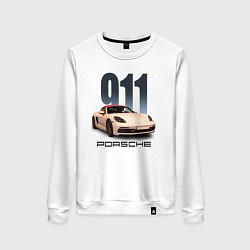 Свитшот хлопковый женский Немецкий спортивный автомобиль Порше 911, цвет: белый