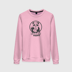 Свитшот хлопковый женский Милая панда ест лапшу, цвет: светло-розовый