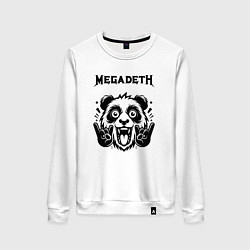 Свитшот хлопковый женский Megadeth - rock panda, цвет: белый