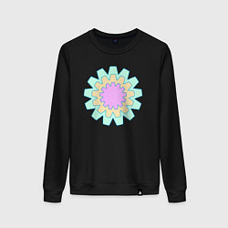 Свитшот хлопковый женский Круговые фигуры, цвет: черный