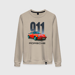 Свитшот хлопковый женский Porsche 911 спортивный немецкий автомобиль, цвет: миндальный