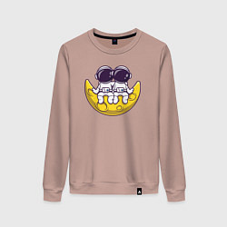 Свитшот хлопковый женский Космонавты на Луне, цвет: пыльно-розовый