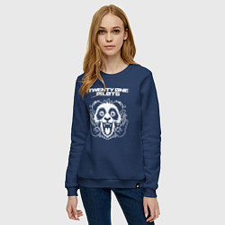 Свитшот хлопковый женский Twenty One Pilots rock panda, цвет: тёмно-синий — фото 2