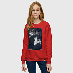 Свитшот хлопковый женский Бездомный бог Ято, цвет: красный — фото 2