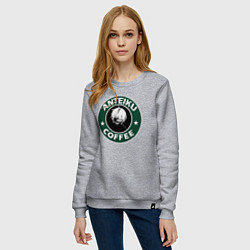 Свитшот хлопковый женский Токийский гуль Кэн Канэки - кофе, цвет: меланж — фото 2