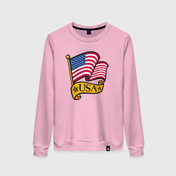 Свитшот хлопковый женский American flag, цвет: светло-розовый