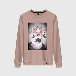 Свитшот хлопковый женский Аниме девочка кошечка витубер Sakamata Chloe, цвет: пыльно-розовый
