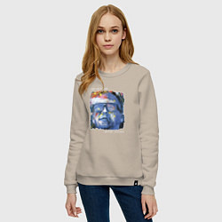 Свитшот хлопковый женский Depeche Mode - andy fletcher memory, цвет: миндальный — фото 2